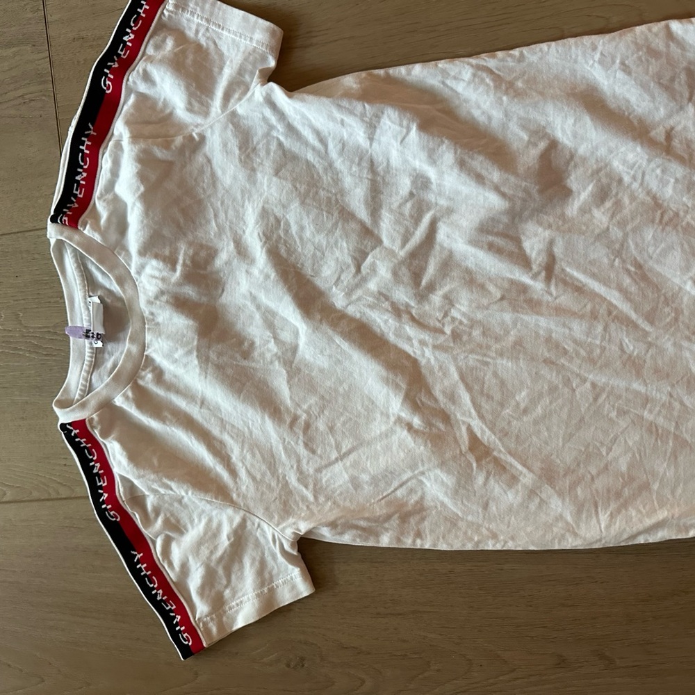 Givenchy White Tee with Red Logo Accents